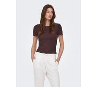Kurzarmshirt ONLY "ONLILSE S/S TOP STRUCTURE JRS NOOS", Damen, Gr. XL, braun (deep mahogany), Jersey, Obermaterial: 100% Polyester, unifarben, regular fit normal, U-Boot-Ausschnitt, Shirts, Kunstfaser