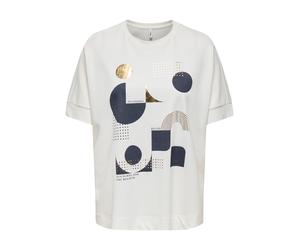 Kurzarmshirt ONLY "ONLJANY S/S O-NECK PRINT TOP BOX JRS", Damen, Gr. L, cloud dancer print:philosophic, Jersey, Obermaterial: 53% Viskose, 47% Nylon, bedruckt, normal, Rundhals, angesetztes Bündchen,