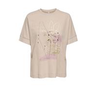 Kurzarmshirt ONLY "ONLJANY S/S O-NECK PRINT TOP BOX JRS", Damen, Gr. M, pumice stone print:janey journey, Jersey, Obermaterial: 53% Viskose, 47% Nylon, normal, Rundhals, angesetztes Bündchen, Shirts,
