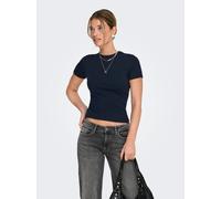 Kurzarmshirt ONLY "ONLJUNE S/S TEE JRS NOOS", Damen, Gr. M, night sky, Jersey, Obermaterial: 65% Polyester, 30% Viskose, 5% Elasthan, unifarben, figurbetont normal, Rundhals, Shirts, Materialmix mit S