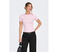 Kurzarmshirt ONLY "ONLJUNE S/S TEE JRS NOOS", Damen, Gr. S, rosa (ballerina), Jersey, Obermaterial: 65% Polyester, 30% Viskose, 5% Elasthan, unifarben, figurbetont normal, Rundhals, Shirts, Materialmi