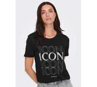 Kurzarmshirt ONLY "ONLKITA LIFE LUX ICON S/S PRINT TOP JRS", Damen, Gr. S, schwarz print:icon, Jersey, Obermaterial: 100% Baumwolle, bedruckt, regular fit, Rundhals, Shirts (55799606-S) schwarz print: