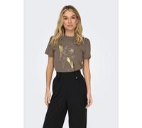 Kurzarmshirt ONLY "ONLKITA LIFE REG S/S MIX TOP CS JR", Damen, Gr. L, braun (walnut print:eternal), Jersey, Obermaterial: 100% Baumwolle, bedruckt, normal, Rundhals, Shirts Kurzarmshirt, Topseller (56