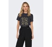 Kurzarmshirt ONLY "ONLKITA LIFE REG S/S MIX TOP CS JR", Damen, Gr. M, schwarz (phantom print:attitude), Jersey, Obermaterial: 100% Baumwolle, bedruckt, normal, Rundhals, Shirts (71435862-M) phantom pr