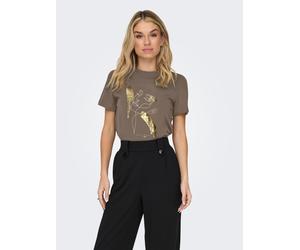 Kurzarmshirt ONLY "ONLKITA LIFE REG S/S MIX TOP CS JR", Damen, Gr. S, walnut print:eternal, Jersey, Obermaterial: 100% Baumwolle, bedruckt, normal, Rundhals, Shirts (56905045-S) walnut print:eternal