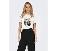 Kurzarmshirt ONLY "ONLKITA LIFE REG S/S MIX TOP CS JR", Damen, Gr. S, weiß (cloud dancer print:scratced foil), Jersey, Obermaterial: 100% Baumwolle, bedruckt, normal, Rundhals, Shirts Kurzarmshirt (28