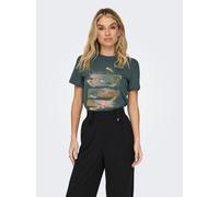 Kurzarmshirt ONLY "ONLKITA LIFE REG S/S MIX TOP CS JR", Damen, Gr. XL, balsam grün print:dream on, Jersey, Obermaterial: 100% Baumwolle, bedruckt, normal, Rundhals, Shirts (71560140-XL) balsam grün pr