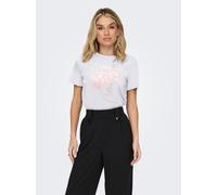 Kurzarmshirt ONLY "ONLKITA LIFE REG S/S MIX TOP CS JRS EX.", Damen, Gr. L, hellweiß print:flower foil girl, Single Jersey, Obermaterial: 100% Baumwolle, bedruckt, regular fit normal, Rundhals, Shirts