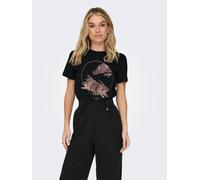Kurzarmshirt ONLY "ONLKITA LIFE REG S/S MIX TOP CS JRS EX.", Damen, Gr. XS (34), schwarz (schwarz print:lamour), Single Jersey, Obermaterial: 100% Baumwolle, bedruckt, regular fit normal, Rundhals, Sh