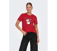 Kurzarmshirt ONLY "ONLKITA LIFE REG S/S TOP BOX XMAS JRS", Damen, Gr. XS (34), rot (urban rot print:christmas penguin), Jersey, Obermaterial: 100% Baumwolle, bedruckt, Rundhals, Shirts Kurzarmshirt (2