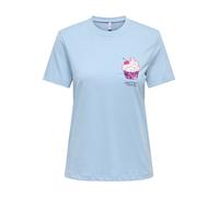 Kurzarmshirt ONLY "ONLKITA LIFE S/S TOP BOX JRS", Damen, Gr. XS, soft chambray print:single muffin chest, Jersey, Obermaterial: 100% Baumwolle, bedruckt, regular fit normal, Rundhals, Shirts, Baumwoll