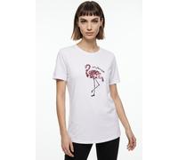 Kurzarmshirt ONLY "ONLKITA REG S/S PRINT TOP NOOS", Damen, Gr. XL, hellweiß print:flamingle, Jersey, Obermaterial: 100% Baumwolle, bedruckt, regular fit normal, Rundhals, Shirts (99928849-XL) hellweiß