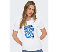 Kurzarmshirt ONLY "ONLKITA REG S/S PRINT TOP NOOS", Damen, Gr. XS, hellweiß print:rita flower blau, Jersey, Obermaterial: 100% Baumwolle, bedruckt, regular fit normal, Rundhals, Shirts (21988657-XS) h