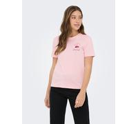 Kurzarmshirt ONLY "ONLKITA S/S TEE JRS NOOS", Damen, Gr. L, rosy touch print:flamingo stand out, Jersey, Obermaterial: 100% Baumwolle, bedruckt, regular fit normal, Rundhals, Shirts, Baumwolle, regula