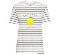 Kurzarmshirt ONLY "ONLKITA S/S TEE JRS NOOS", Damen, Gr. XS, cloud dancer stripes:l.pas, sequins lemon, Jersey, Obermaterial: 100% Baumwolle, gestreift, regular fit normal, Rundhals, Shirts, Baumwolle