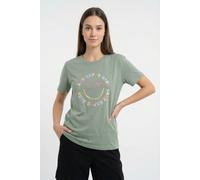 Kurzarmshirt ONLY "ONLKITA S/S TEE JRS NOOS", Damen, Gr. XS, grün (lilypad print:smiley lazy), Jersey, Obermaterial: 100% Baumwolle, bedruckt, regular fit normal, Rundhals, Shirts Kurzarmshirt, Baumwo