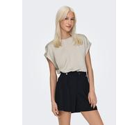 ONLY Damen Glänzendes Shirts Oberteil mit Seiden Optik Silky Kurzarm Bluse, Farben:Braun, Größe:XS