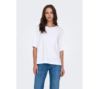 Kurzarmshirt ONLY "ONLLINA S/S BOXY TEE JRS", Damen, Gr. M, weiß, Jersey, Obermaterial: 95% Baumwolle, 5% Elasthan, unifarben, loose fit normal, Rundhals, Shirts, Baumwollmischung, loose fit (59391149