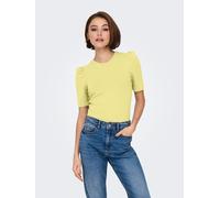 Kurzarmshirt ONLY "ONLLIVE LOVE 2/4 PUFFTOP JRS NOOS", Damen, Gr. S, lemonade, Jersey, Obermaterial: 95% Baumwolle, 5% Elasthan, unifarben, regular fit normal, Rundhals, Shirts (95845837-S) lemonade