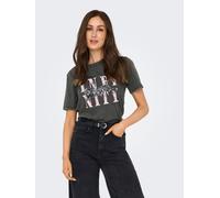 Kurzarmshirt ONLY "ONLLUCY LIFE S/S TIGERS TOP BOX JRS", Damen, Gr. XL (42), schwarz print:infinity, Jersey, Obermaterial: 100% Baumwolle, bedruckt, regular fit normal, Rundhals, Shirts Kurzarmshirt (