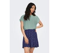 Kurzarmshirt ONLY "ONLMOLLY S/S O-NECK DOBBY TOP JRS", Damen, Gr. XL, grün (jadeite), Jersey, Obermaterial: 80% Polyester, 20% Viskose, unifarben, regular fit normal, Rundhals, Shirts, Materialmix, re