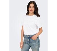 Kurzarmshirt ONLY "ONLMONJA S/S STUDS TEE JRS", Damen, Gr. XS, weiß (weiß detail:studs), Jersey, Obermaterial: 100% Baumwolle, Glitzermuster, regular fit normal, Rundhals, Shirts, mit Glitzer-Effekt (