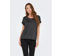 Kurzarmshirt ONLY "ONLMOSTER GLITTER S/S TOP NOOS JRS", Damen, Gr. M, silber (schwarz detail:silber lurex), Jersey, Obermaterial: 75% Viskose, 11% Polyester, 11% metallisierte Fasern, 3% Elasthan, Gli