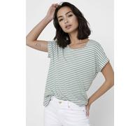 Kurzarmshirt ONLY "ONLMOSTER STRIPE S/S O-NECK TOP JRS NOOS", Damen, Gr. XS (34), grün (jadeite with stripes), Jersey, Obermaterial: 75% Viskose, 20% Polyester, 5% Elasthan, gestreift, regular fit nor