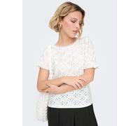 Kurzarmshirt ONLY "ONLNEW SMILLA LIFE S/S PUFF TOP JRS", Damen, Gr. M, cloud dancer, Jersey, Obermaterial: 95% Polyester, 5% Elasthan, unifarben, regular fit normal, Rundhals, elastischer Bund, Shirts