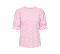 Kurzarmshirt ONLY "ONLNEW SMILLA LIFE S/S PUFF TOP JRS", Damen, Gr. M, roseate spoonbill, Jersey, Obermaterial: 95% Polyester, 5% Elasthan, unifarben, regular fit normal, Rundhals, elastischer Bund, S