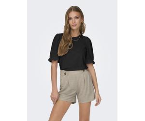 Kurzarmshirt ONLY "ONLNEW SMILLA LIFE S/S PUFF TOP JRS", Damen, Gr. S, schwarz, Jersey, Obermaterial: 95% Polyester, 5% Elasthan, unifarben, regular fit normal, Rundhals, elastischer Bund, Shirts (643
