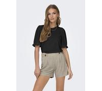 Kurzarmshirt ONLY "ONLNEW SMILLA LIFE S/S PUFF TOP JRS", Damen, Gr. XL, schwarz, Jersey, Obermaterial: 95% Polyester, 5% Elasthan, unifarben, regular fit normal, Rundhals, elastischer Bund, Shirts (64