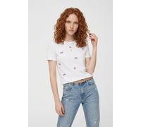 Kurzarmshirt ONLY "ONLNIKITA REG S/S TOP BOX JRS", Damen, Gr. XL, hellweiß aop:cherry, Jersey, Obermaterial: 100% Baumwolle, bedruckt, regular fit normal, Rundhals, Shirts, Baumwolle, regular fit, Run