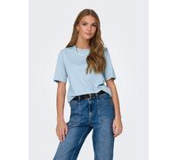 Kurzarmshirt ONLY "ONLONLY S/S TEE JRS NOOS", Damen, Gr. S, cashmere blau, Jersey, Obermaterial: 100% Baumwolle, unifarben, regular fit normal, Rundhals, Shirts, regular fit, casual, Single Jersey, Ba