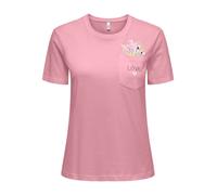 Kurzarmshirt ONLY "ONLPOLLY LIFE REG S/S POCKET TOP BOX JRS", Damen, Gr. L, romance rose print:flowers, Jersey, Obermaterial: 100% Baumwolle, bedruckt, regular fit normal, Rundhals, Shirts, Baumwolle,