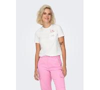 Kurzarmshirt ONLY "ONLPOLLY LIFE REG S/S POCKET TOP BOX JRS", Damen, Gr. XS, cloud dancer print:flowers, Jersey, Obermaterial: 100% Baumwolle, bedruckt, regular fit normal, Rundhals, Shirts, Baumwolle
