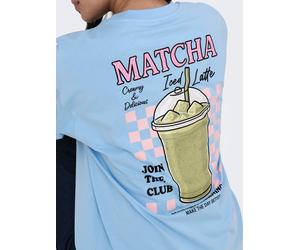 Kurzarmshirt ONLY "ONLRITA S/S PRINTED TEE CS JRS", Damen, Gr. M, blau (placid blau print:matcha), Jersey, Obermaterial: 100% Baumwolle, bedruckt, loose fit normal, Rundhals, Shirts, Baumwolle, loose 