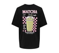 Kurzarmshirt ONLY "ONLRITA S/S PRINTED TEE CS JRS", Damen, Gr. M, schwarz print:matcha, Jersey, Obermaterial: 100% Baumwolle, bedruckt, loose fit normal, Rundhals, Shirts, Baumwolle, loose fit, Rundha