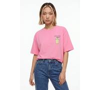 Kurzarmshirt ONLY "ONLRITA S/S PRINTED TEE CS JRS", Damen, Gr. XL, pink (prism pink print:matcha), Jersey, Obermaterial: 100% Baumwolle, bedruckt, loose fit normal, Rundhals, Shirts, Baumwolle, loose