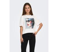 Kurzarmshirt ONLY "ONLSIFF S/S TOP BOX JRS", Damen, Gr. XS, cloud dancer print:siff sunglasses, Jersey, Obermaterial: 100% Baumwolle, bedruckt, regular fit, Rundhals, Shirts (85801961-XS) cloud dancer