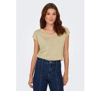 ONLY Damen Einfarbige Kurzarm Bluse Basic Rundhals Ausschnitt Blusen T-Shirt Blouse Oberteil ONLVIC, 15136069,Gold Colour,L