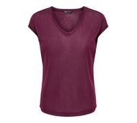 Kurzarmshirt ONLY "ONLSILVERY S/S V NECK LUREX TOP JRS NOOS", Damen, Gr. S, fig detail:tone in tone lurex, Jersey, Obermaterial: 60% Polyester, 24% Viskose, 16% metallisierte Fasern, loose fit normal,