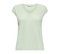 Kurzarmshirt ONLY "ONLSILVERY S/S V NECK LUREX TOP JRS NOOS", Damen, Gr. XS, grün detail:tone in tone lurex, Jersey, Obermaterial: 60% Polyester, 24% Viskose, 16% metallisierte Fasern, loose fit norma