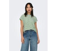 Kurzarmshirt ONLY "ONLSMILLA LIFE S/S TOP JRS NOOS", Damen, Gr. L (40), grün (frosty grün), Jersey, Obermaterial: 94% Polyester, 6% Elasthan, unifarben, regular fit normal, Rundhals, Shirts, regular f