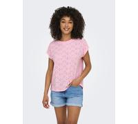 Kurzarmshirt ONLY "ONLSMILLA LIFE S/S TOP JRS NOOS", Damen, Gr. L (40), rosa (roseate spoonbill), Jersey, Obermaterial: 95% Polyester, 5% Elasthan, unifarben, regular fit normal, Rundhals, Shirts, reg