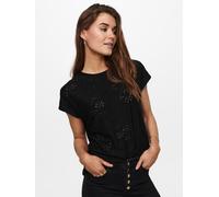 Kurzarmshirt ONLY "ONLSMILLA LIFE S/S TOP JRS NOOS", Damen, Gr. L (40), schwarz, Jersey, Obermaterial: 94% Polyester, 6% Elasthan, unifarben, regular fit normal, Rundhals, Shirts Kurzarmshirt, regular