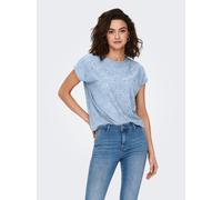 Kurzarmshirt ONLY "ONLSMILLA LIFE S/S TOP JRS NOOS", Damen, Gr. L, blau (soft chambray), Jersey, Obermaterial: 94% Polyester, 6% Elasthan, unifarben, regular fit normal, Rundhals, Shirts Kurzarmshirt,