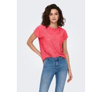 Kurzarmshirt ONLY "ONLSMILLA LIFE S/S TOP JRS NOOS", Damen, Gr. L, sun kissed coral, Jersey, Obermaterial: 95% Polyester, 5% Elasthan, unifarben, regular fit normal, Rundhals, Shirts Kurzarmshirt, reg