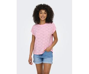 Kurzarmshirt ONLY "ONLSMILLA LIFE S/S TOP JRS NOOS", Damen, Gr. M (38), rosa (roseate spoonbill), Jersey, Obermaterial: 95% Polyester, 5% Elasthan, unifarben, regular fit normal, Rundhals, Shirts, reg
