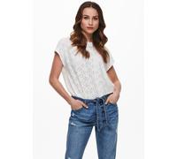 Kurzarmshirt ONLY "ONLSMILLA LIFE S/S TOP JRS NOOS", Damen, Gr. S (36), weiß (cloud dancer), Jersey, Obermaterial: 94% Polyester, 6% Elasthan, unifarben, regular fit normal, Rundhals, Shirts, regular